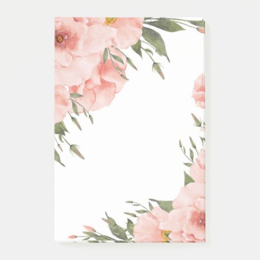 Roze Floral Post-it® Notes (Voorkant)