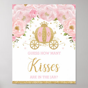 Roze Floral Prinses raden hoeveel Kisses er aan de Poster