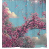 Roze Floral Pure Sky Douchegordijn (Voorkant)