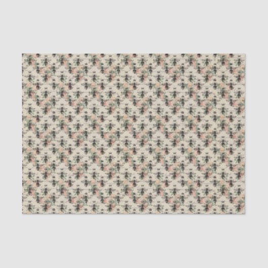 Roze Floral Queen Bee Tissuepapier (Voorkant)