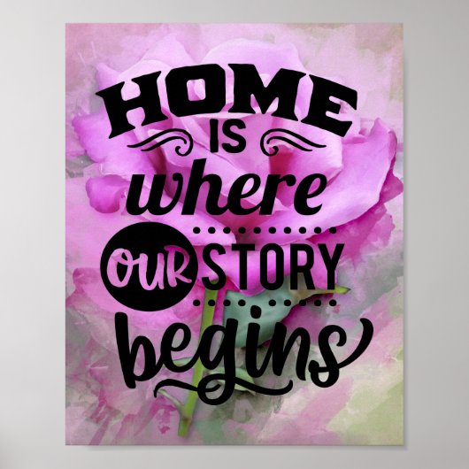 Roze Floral Quote Poster (Voorkant)