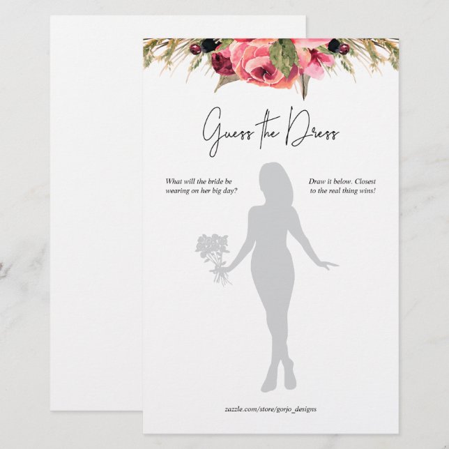 Roze Floral raad het dress Vrijgezellenfeest spel (Voorkant / Achterkant)