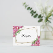 Roze Floral Reception Enclosure Card Informatiekaartje (Staand voorkant)