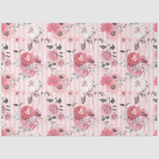Roze Floral reeks Design 8 Tissuepapier (Voorkant)