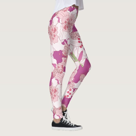 Roze Floral Rhododendron Leggings (Rechts)