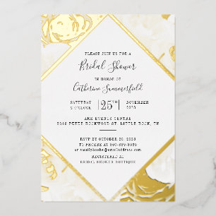 Roze Floral Roos Gold Geometric Vrijgezellenfeest Folie Uitnodiging