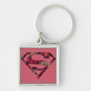 Roze Floral S-Shield Sleutelhanger