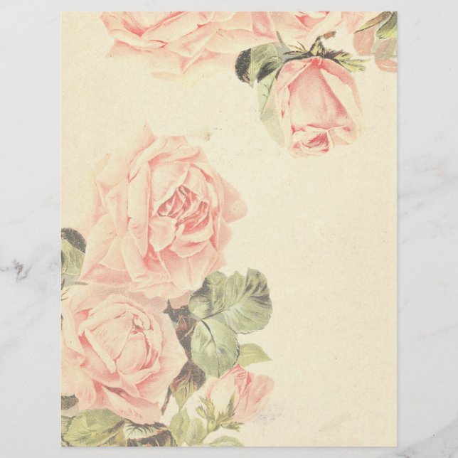  Roze Floral Scrapbook Paper (Voorkant)