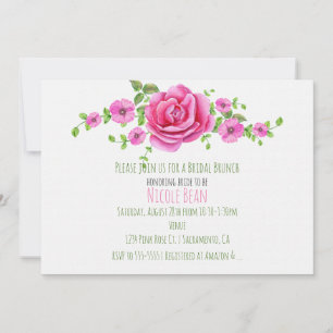 Roze Floral Shabby Chic Bridal Shower Kaart
