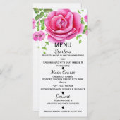 Roze Floral Shabby Chic Menu Kaart (Voorkant / Achterkant)