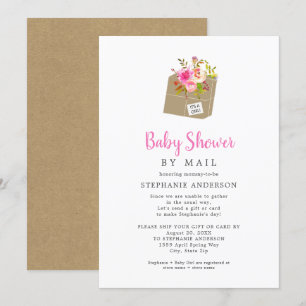 Roze Floral Shipping Box Girl Baby shower per post Kaart