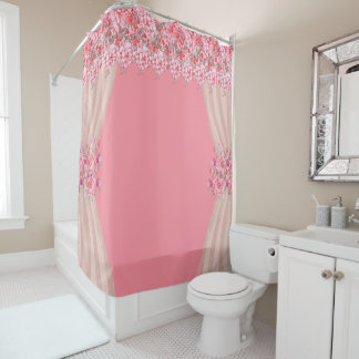 Roze Floral Shower Curtain Douchegordijn