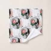 Roze Floral Skull Series Design 2 Bad Handdoek (Wasdoekje)