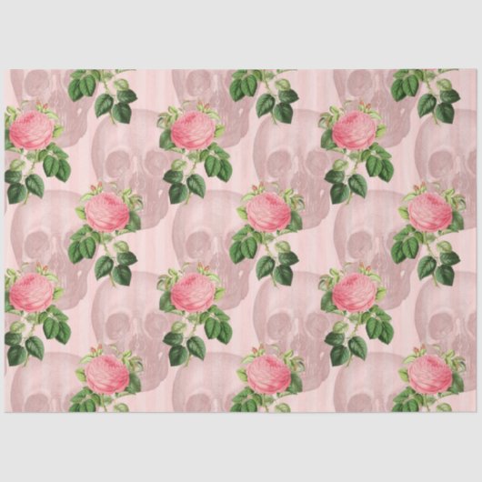 Roze Floral Skull Series Design 9 Tissuepapier (Voorkant)
