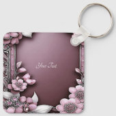 Roze Floral Sleutelhanger (Achterkant)