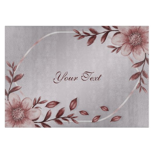 Roze Floral snijraad Snijplank (Voorkant)