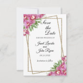 Roze Floral - sparen de Datum Save The Date (Voorkant)