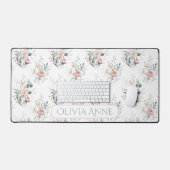 Roze Floral, speciaal aangepast Bureaumat (Keyboard & Muis)