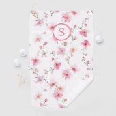 Roze Floral, speciaal aangepast Golfhanddoek (Insitu)