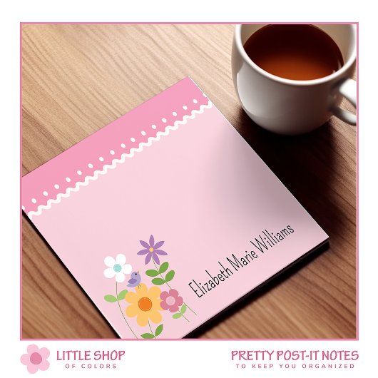 Roze Floral, speciaal aangepast Post-it® Notes