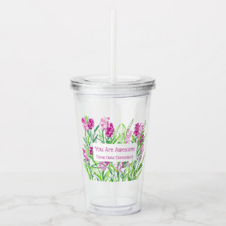 Roze Floral, speciaal gepersonaliseerd voor "Je be Acryl Drinkbeker