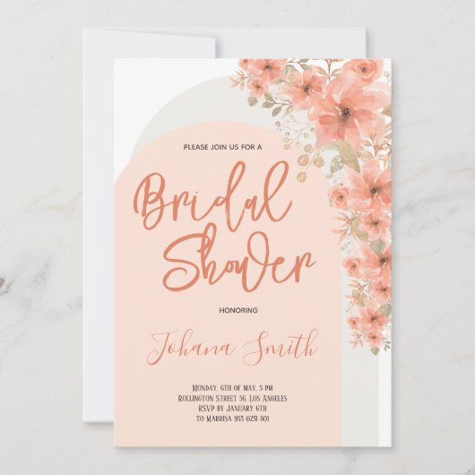 Roze Floral Spring Arch Bridal Shower Kaart (Voorkant)