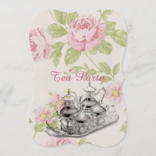 roze floral spring vrijgezellenfeest tea party kaart
