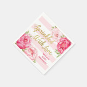 Roze Floral Stripes Gold geprint met liefde Servet (Hoek)