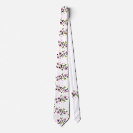 Roze Floral Stropdas (Voorkant)