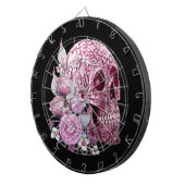 Roze Floral Sugar Skull Pink Flowers Dartbord (Voorkant Rechts)