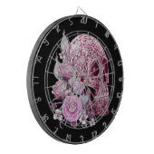 Roze Floral Sugar Skull Pink Flowers Dartbord (Voorkant Links)