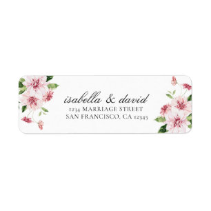 Roze Floral Summer Elegant Romantic Return Address Etiket
