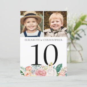 Roze Floral Table Number 2 Foto 5x7 Sign