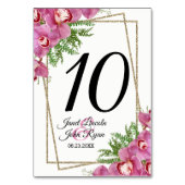 Roze Floral Table Number Kaart (Voorkant)