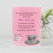 Roze Floral Tea Party Bridal Shower Kaart (Staand voorkant)
