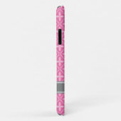 Roze Floral Trellis Pattern Grey Name Case-Mate iPhone Case (Achterkant/rechts)