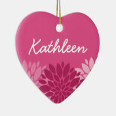  roze Floral Trio met naam Keramisch Ornament (Rechts)