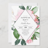 Roze Floral | Uitnodiging voor een verrassende par (Voorkant)