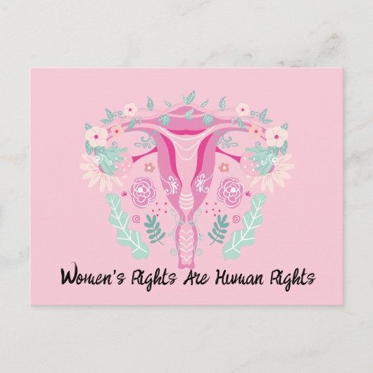 Roze Floral Uterus mensenrechten Briefkaart (Voorkant)