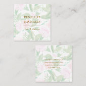 roze Floral Vierkante Visitekaartje (Voorkant / Achterkant)