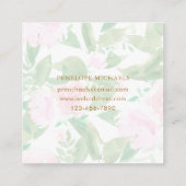roze Floral Vierkante Visitekaartje (Achterkant)