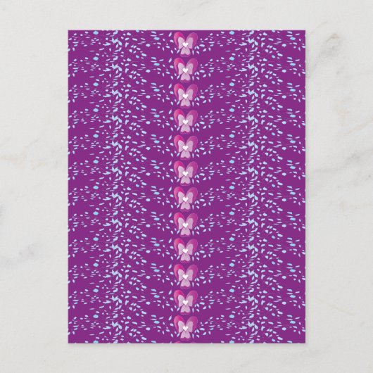  Roze Floral Violet behang patroon Briefkaart (Voorkant)