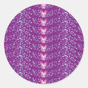  Roze Floral Violet behang patroon Ronde Sticker