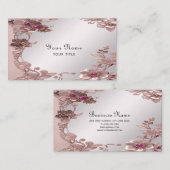 Roze  Floral Visitekaartje (Voorkant / Achterkant)