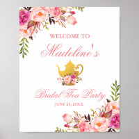 Roze Floral Vrijgezellenfeest Tea Party Welkom