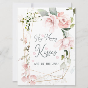 Roze Floral vult hoeveel Kisses in de pot Kaart