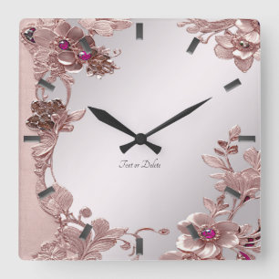 Roze Floral Wall klok