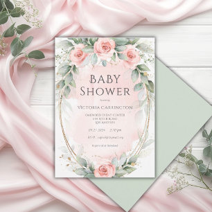 Roze Floral Waterverf Baby Girl Shower Kaart