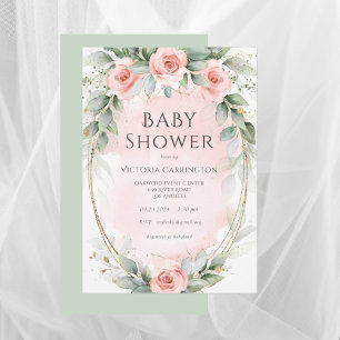Roze Floral Waterverf Baby Girl Shower Kaart