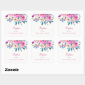 Roze Floral Waterverf Baptism Christening Sticker (Vel)